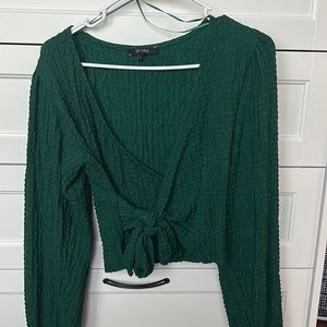 Green v-neck blouse